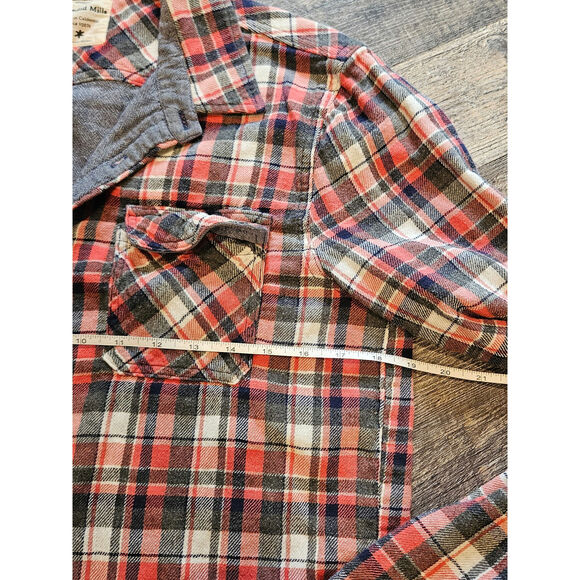 Splendid Mills flannel button down shirt heavy thick red medium lined medium - Picture 5 of 9